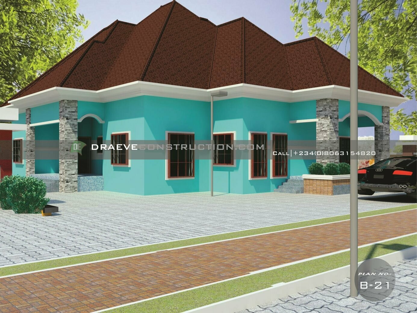 4 Bedroom Bungalow Floorplan with Key Construction Materials Estimate | Nigerian House Plans