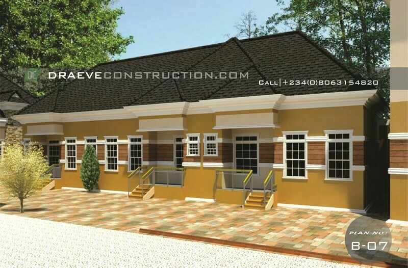 3 Units of 1 Bedroom Apartments Floor Plan with Key Construction Materials Estimate | Nigerian House Plans