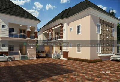 4 Units of 2 Bedroom Apartments (right picture) Floorplans with Key Construction Materials Estimate | Nigerian House Plans