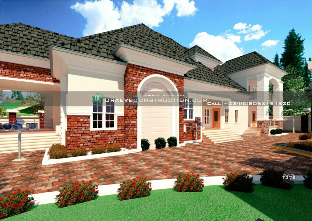 5 Bedroom Luxury Bungalow with Penthouse | Nigerian House Plans
