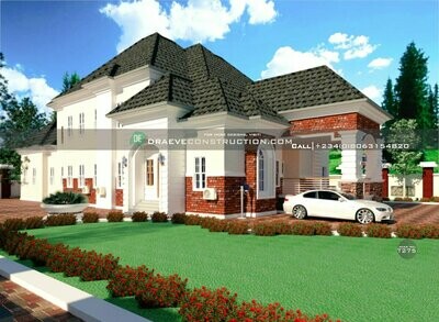 5 Bedroom Luxury Bungalow with Penthouse | Nigerian House Plans