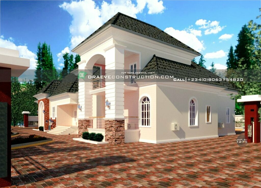 5 Bedroom Luxury Bungalow with Penthouse | Nigerian House Plans