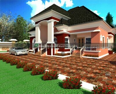 3 bedroom bungalow with 1 bedroom flat  Plan Preview | Nigerian House Plans
