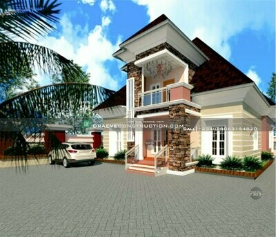 4 Bedroom Bungalow with Penthouse Plan Preview | Nigerian House Plans