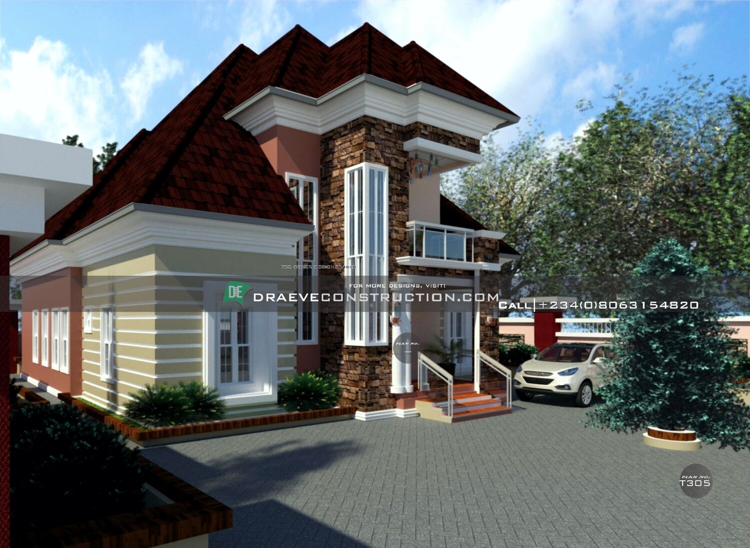 4 Bedroom Bungalow with Penthouse Plan Preview | Nigerian House Plans