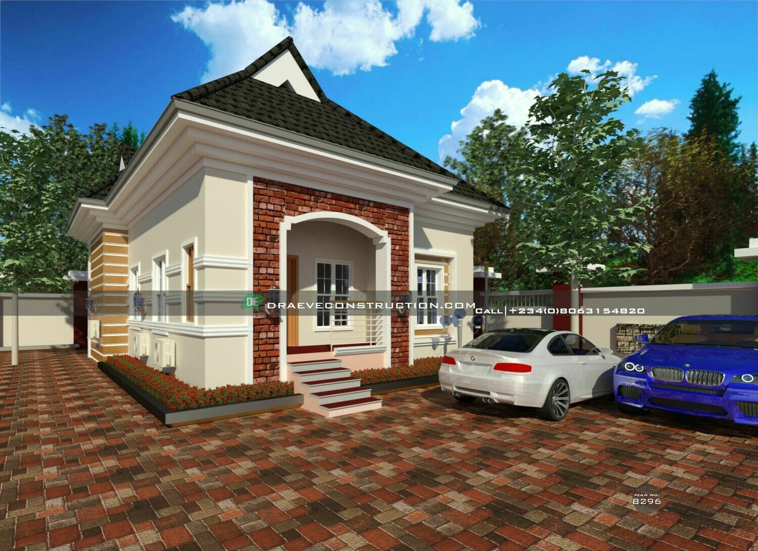 2 Bedroom Bungalow Floor Plan For A Half Plot Nigerian House Plans