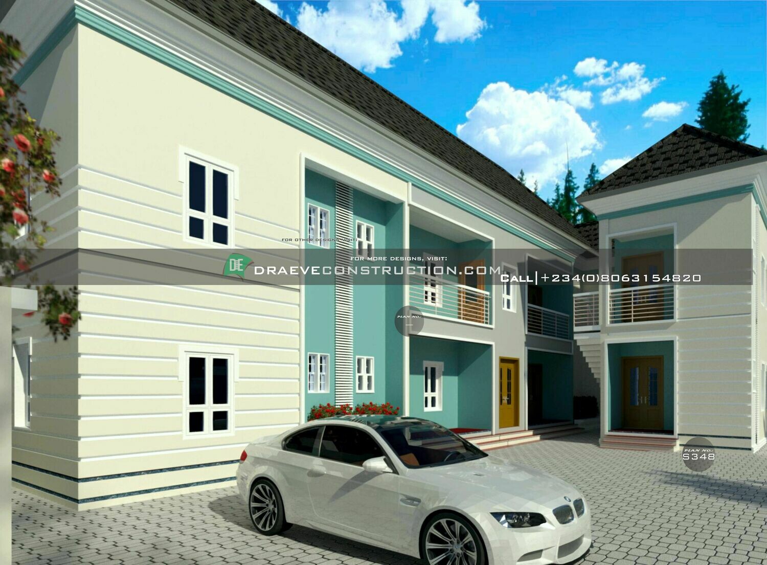 2 Units each of 1, 2 &amp; 3 Bedroom Flats Floor plan Preview | Nigerian House Plans
