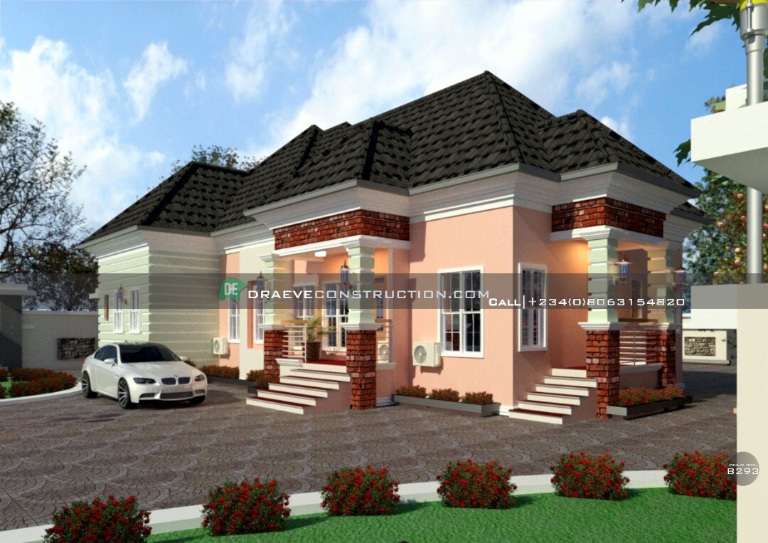 1 Bedroom Flat Nigerian House Design with 3 Self-contains | Floorplan