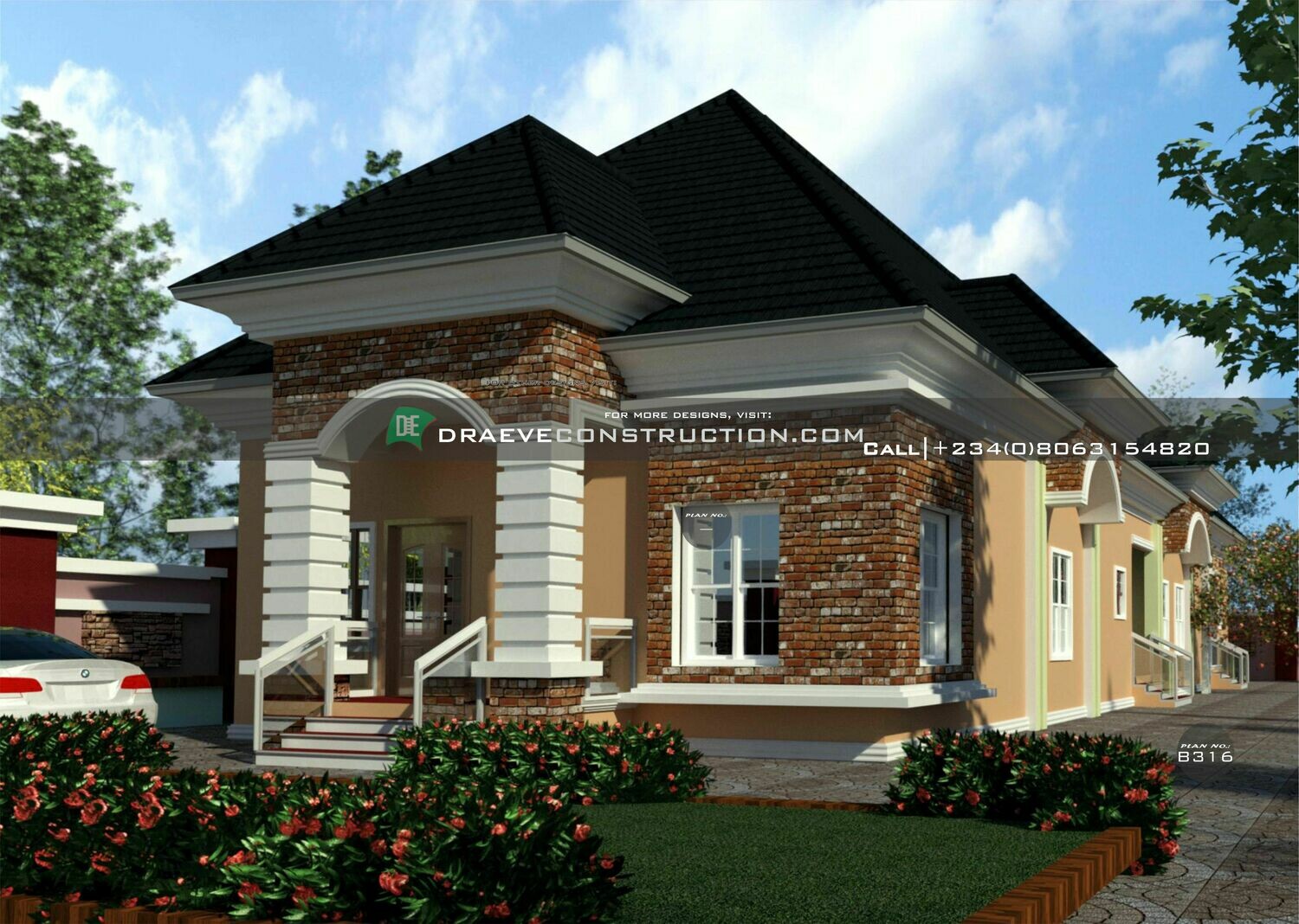 4 Bedroom Bungalow Houseplan with Children&#39;s Parlour &amp; 2 Rooms BQ | Nigerian House Plans