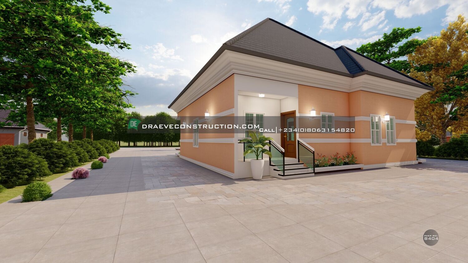 3 Bedroom Bungalow Floorplan with Anteroom | Nigerian Houseplans