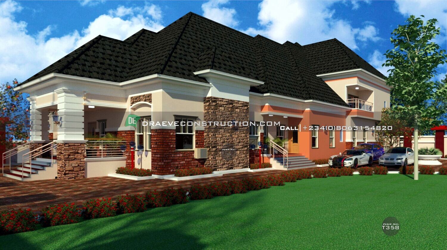 7 Bedroom Bungalow Floorplan with Penthouse fitted with Home Cinema | Nigerian Houseplans
