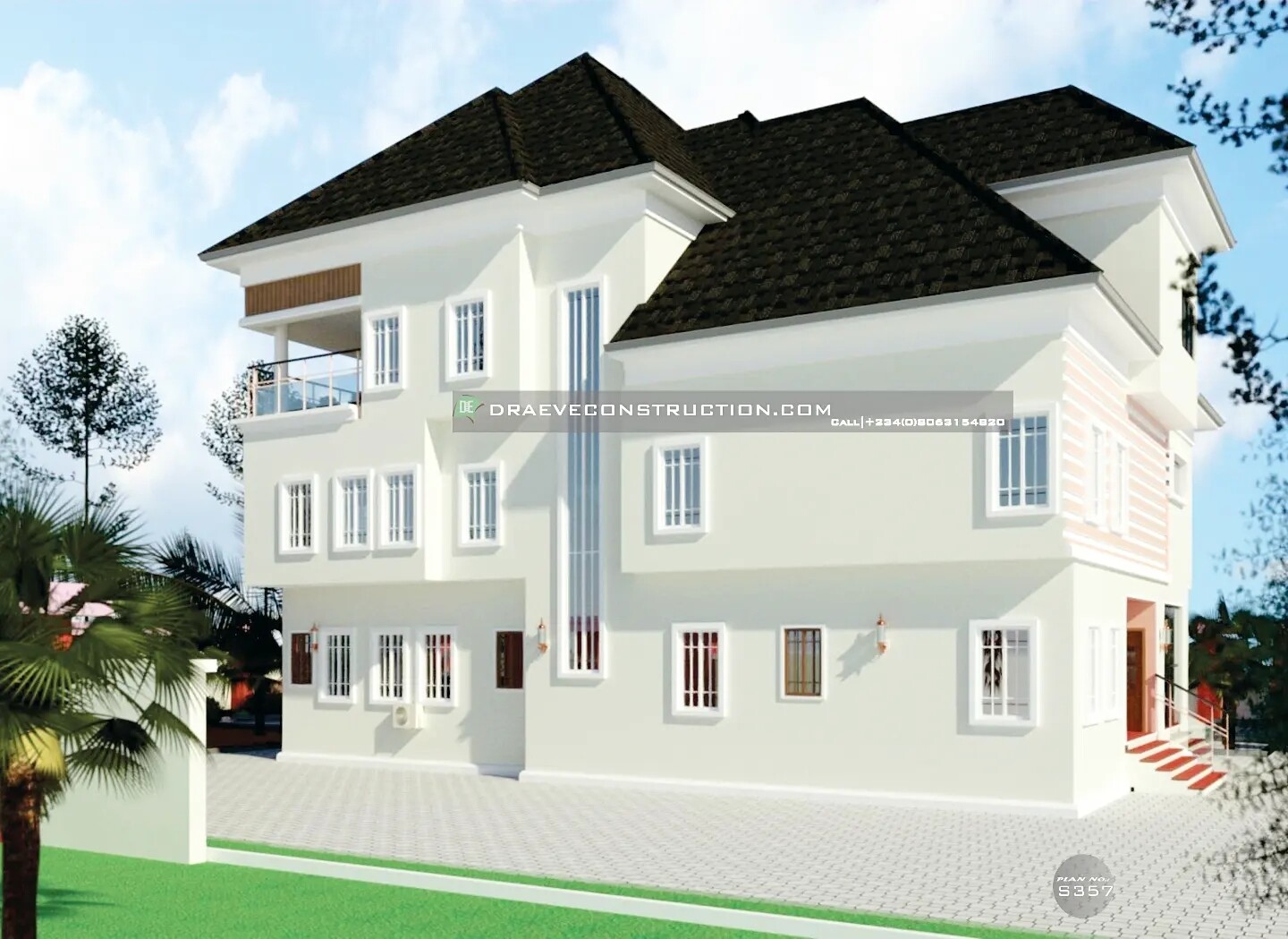 6 Bedroom Penthouse Floorplan with Private Lounge | Nigerian Houseplans