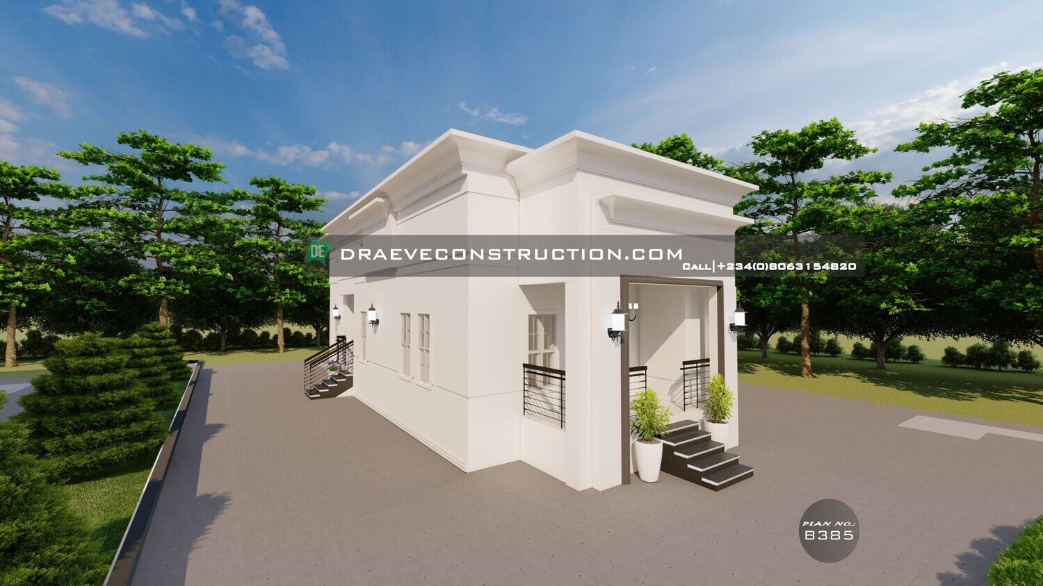 3 Bedroom Flatroof Bungalow Open Floorplan Preview | Nigerian House Plans