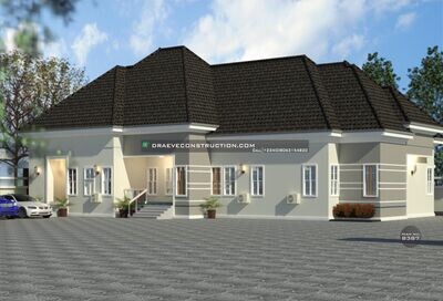 4 Bedroom Bungalow Floorplan with 1 Bedroom Flat &amp; a Selfcontain | Nigerian Houseplans