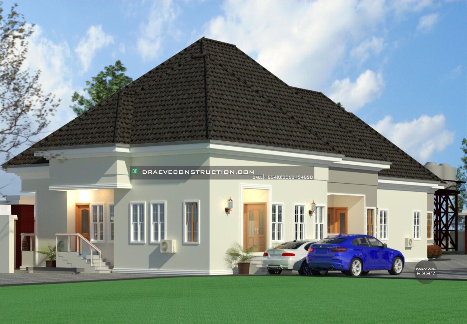 4 Bedroom Bungalow Floorplan with 1 Bedroom Flat &amp; a Selfcontain | Nigerian Houseplans