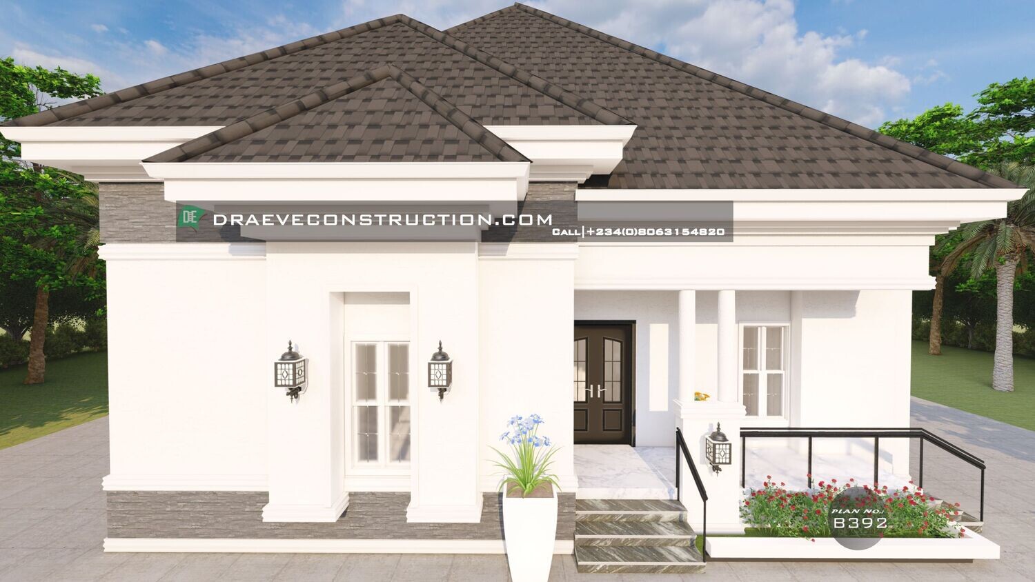 4 Bedroom Bungalow Floorplan with Master's Suite | Nigerian House Plans