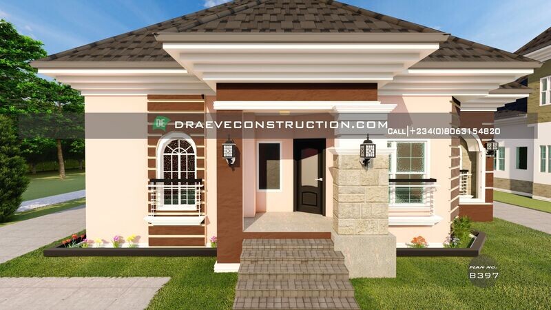 2 Bedroom Bungalow Floorplan with Selfcontain | Nigerian House Plans