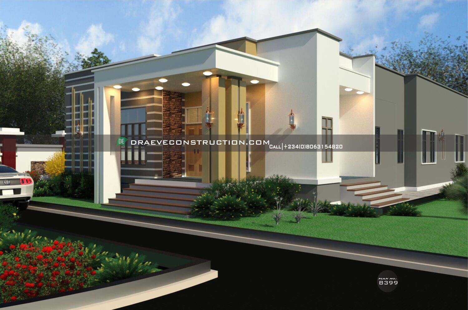 5 Bedroom Bungalow Floorplan Design with Service Room | Nigerian House Plans