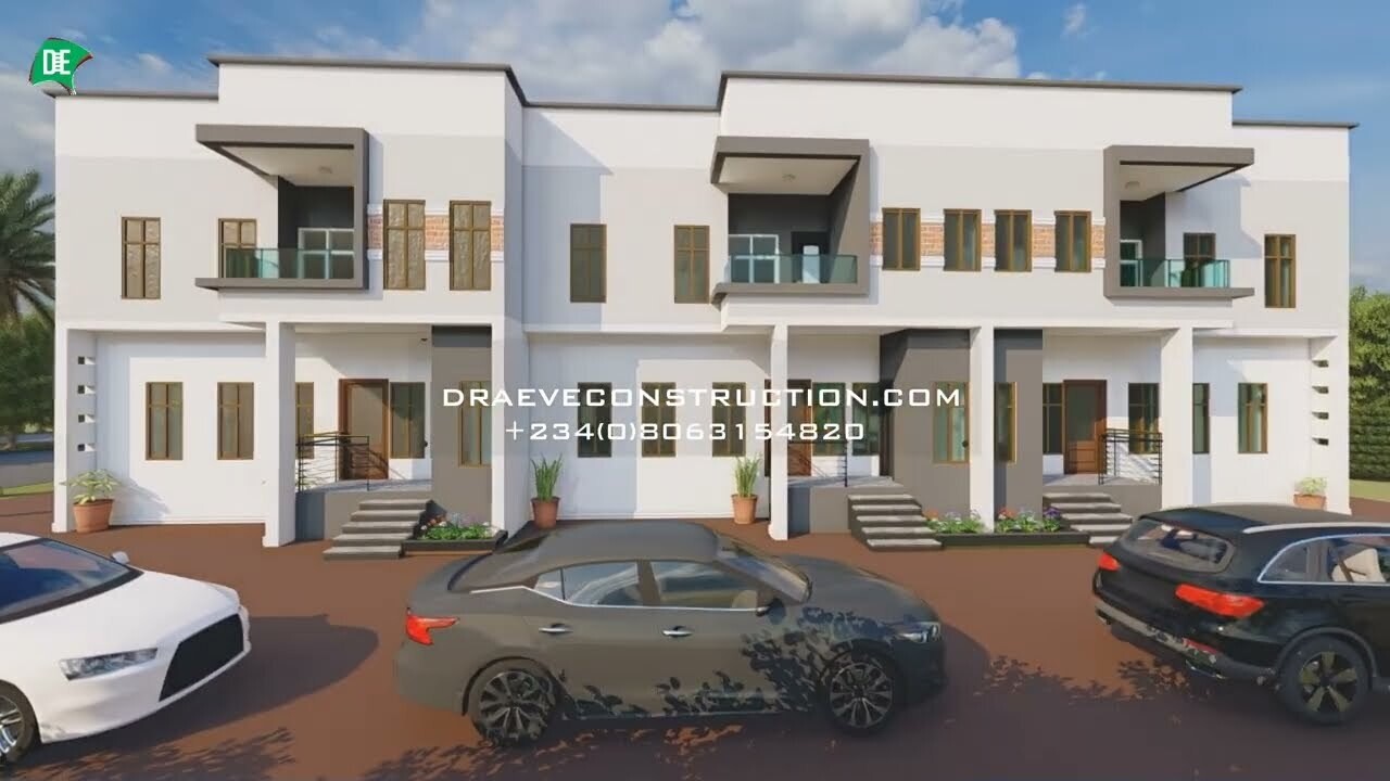 3 Bedroom Apartment Floorplan with 2 Units of 2 Bedroom Flats | Nigerian House Plans