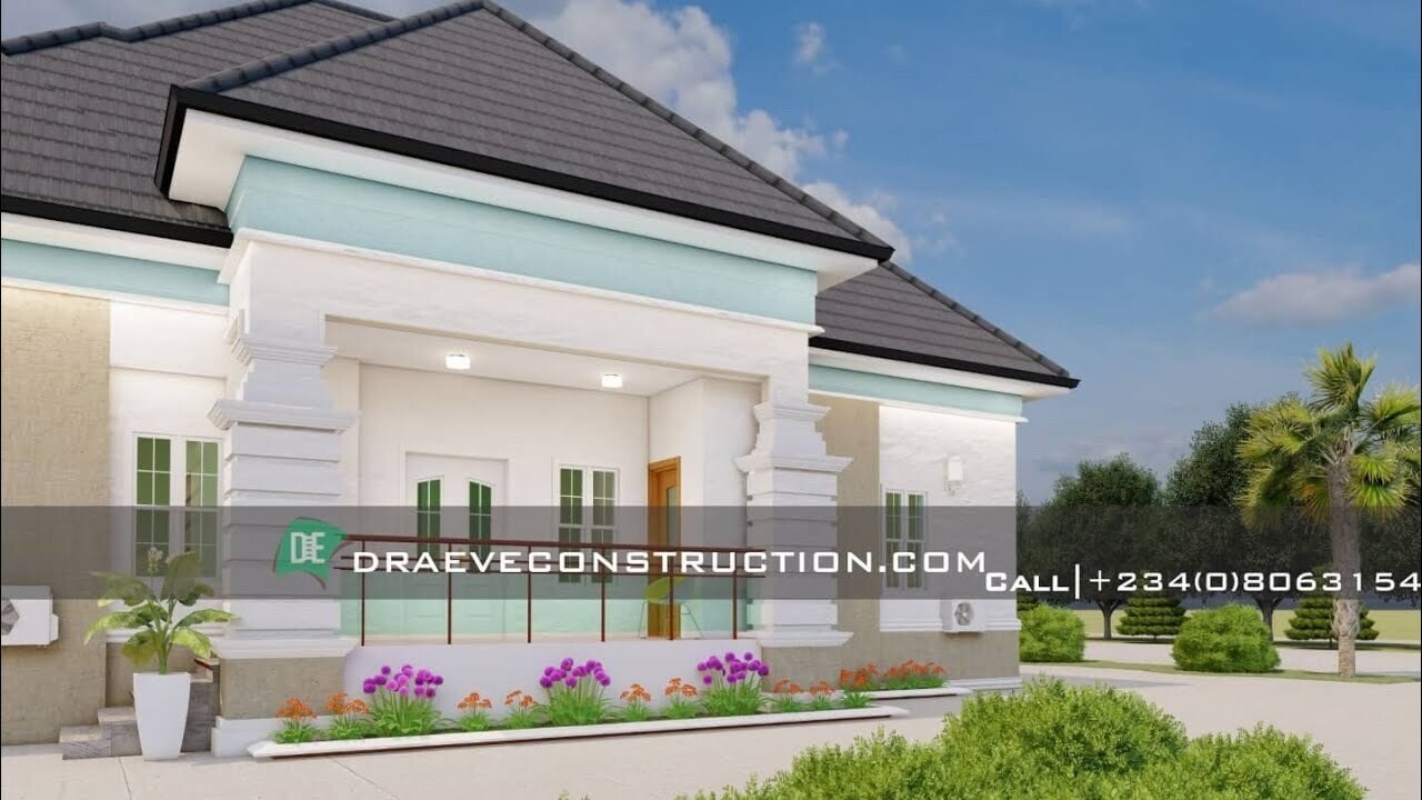 3 Bedroom Bungalow Floor plan with Study room | Nigerian Houseplans