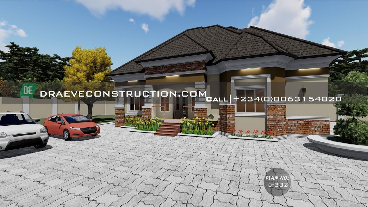 4 Bedroom Bungalow with a Selfcontain Floorplan Preview  | Nigerian Houseplans