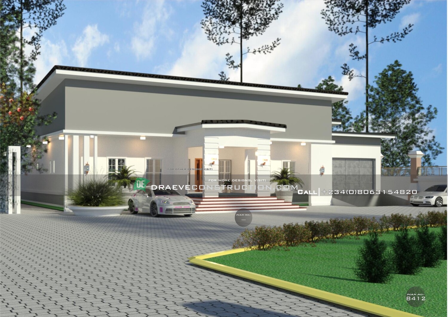 4 Bedroom Bungalow House Plan Design with Garage