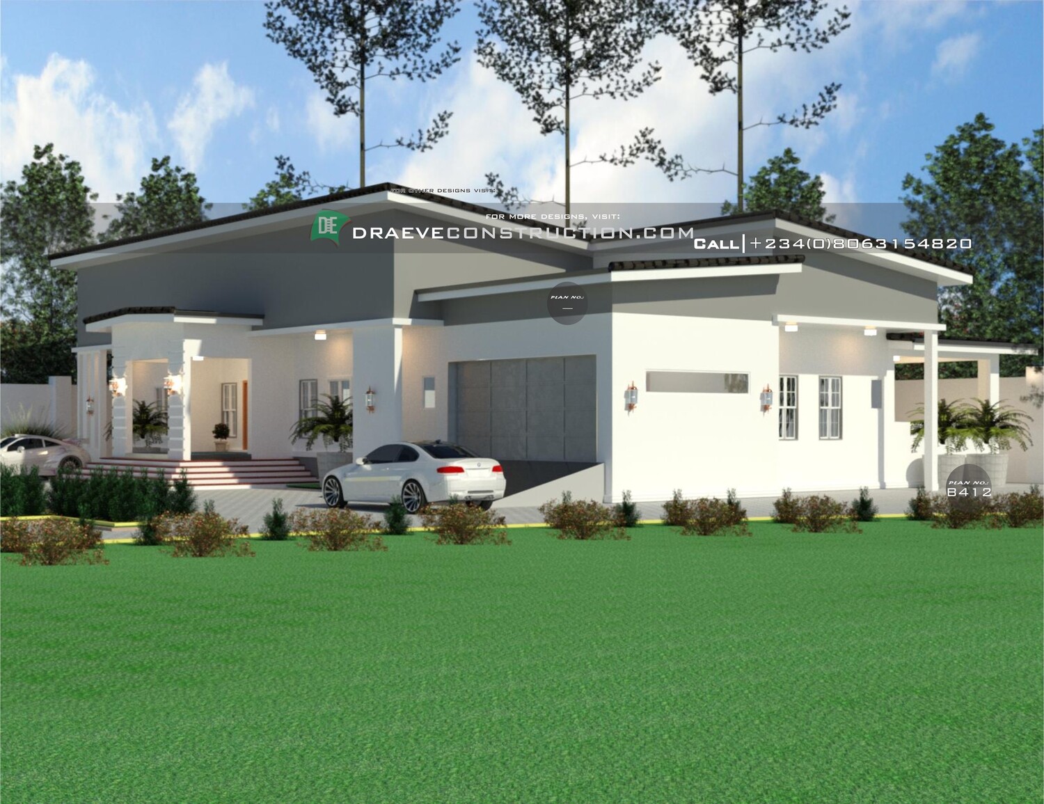 4 Bedroom Bungalow House Plan Design with Garage