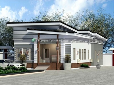 3 Bedroom Bungalow with Flatroof Floorplan Design