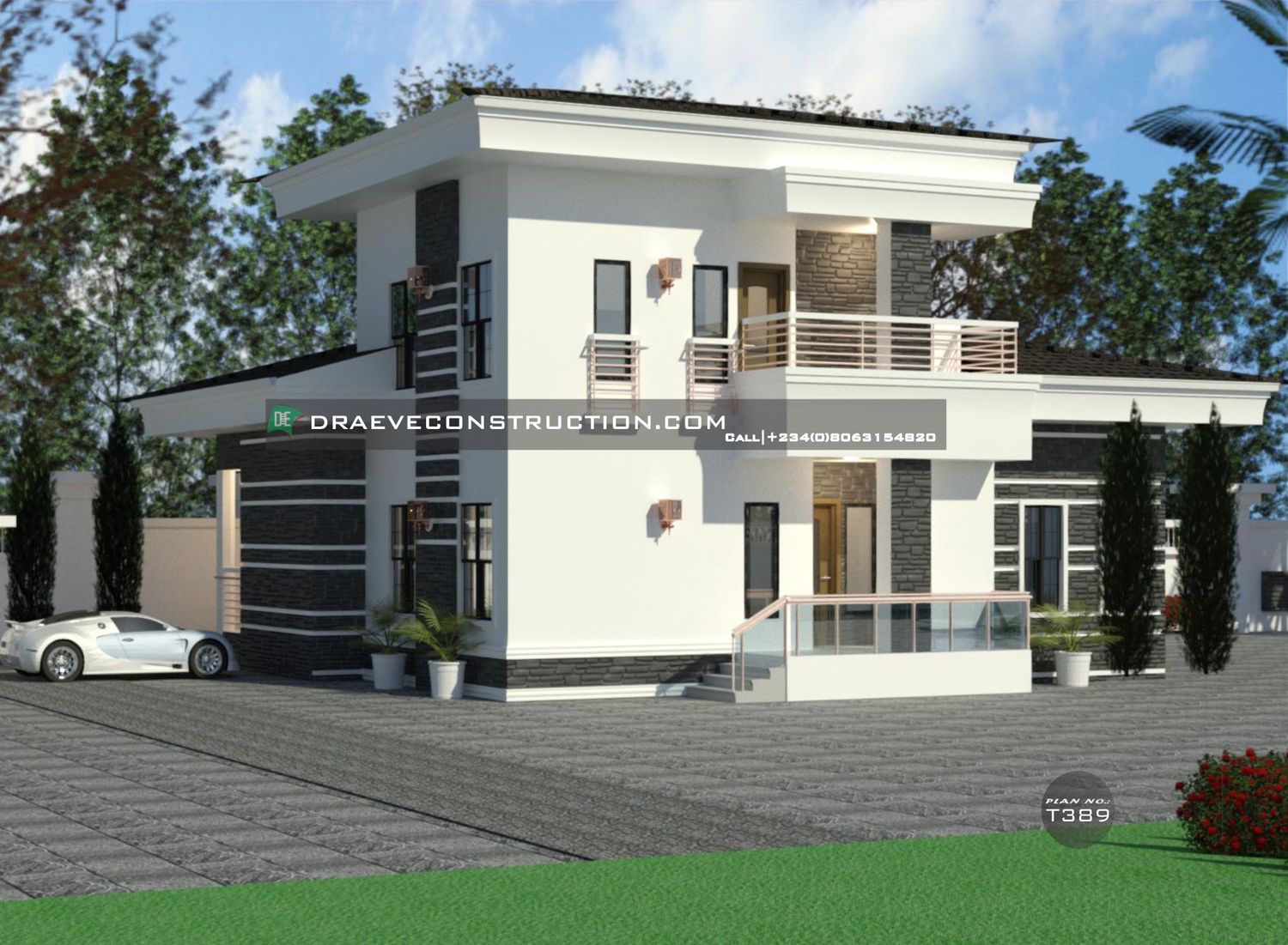 3 Bedroom Bungalow Floorplans with Penthouse for a Half Plot | Nigerian Houseplans