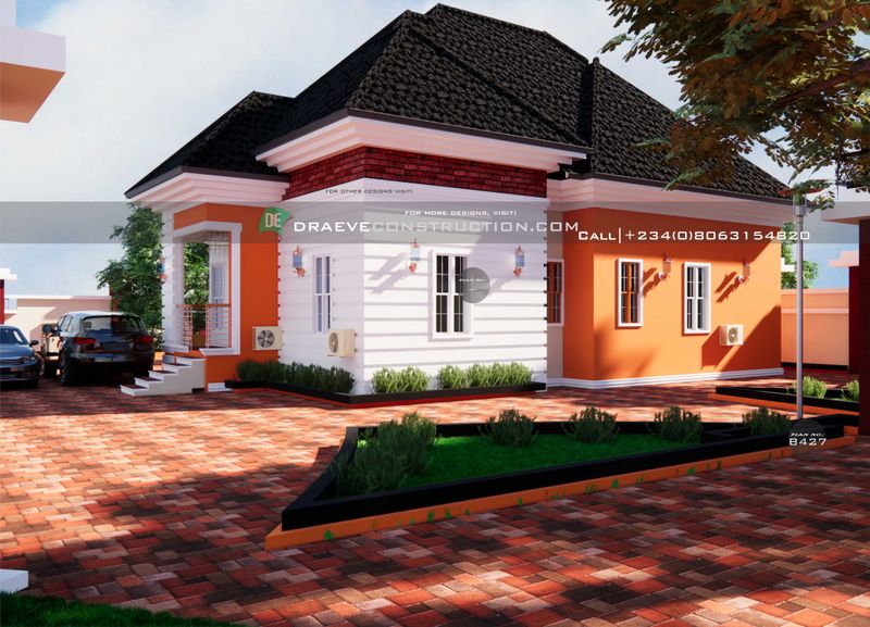 3 Bedroom Bungalow Nigerian Floor plan Design with Anteroom