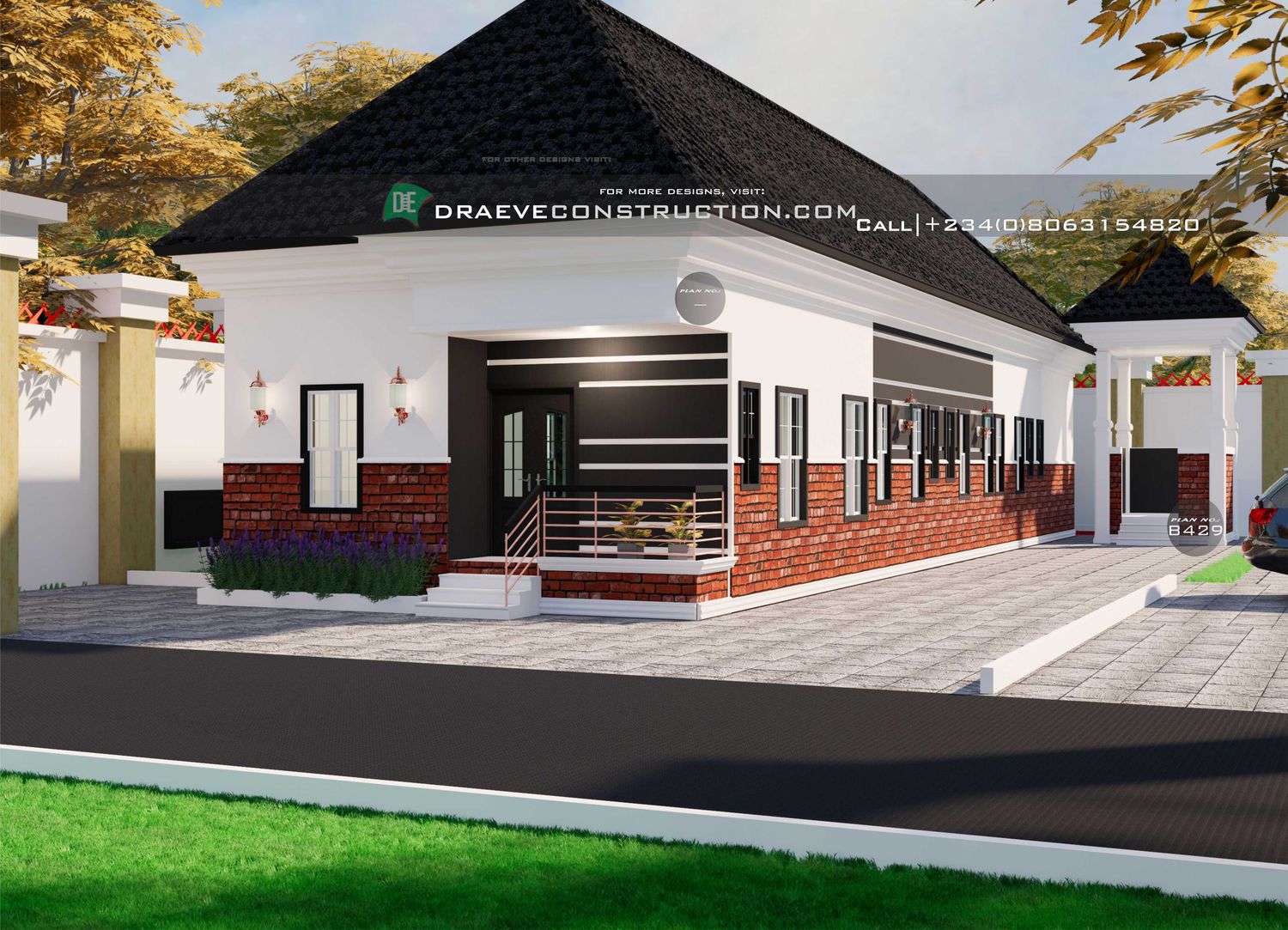 4 Bedroom Bungalow Floorplan Design with Anteroom | Nigerian House Designs