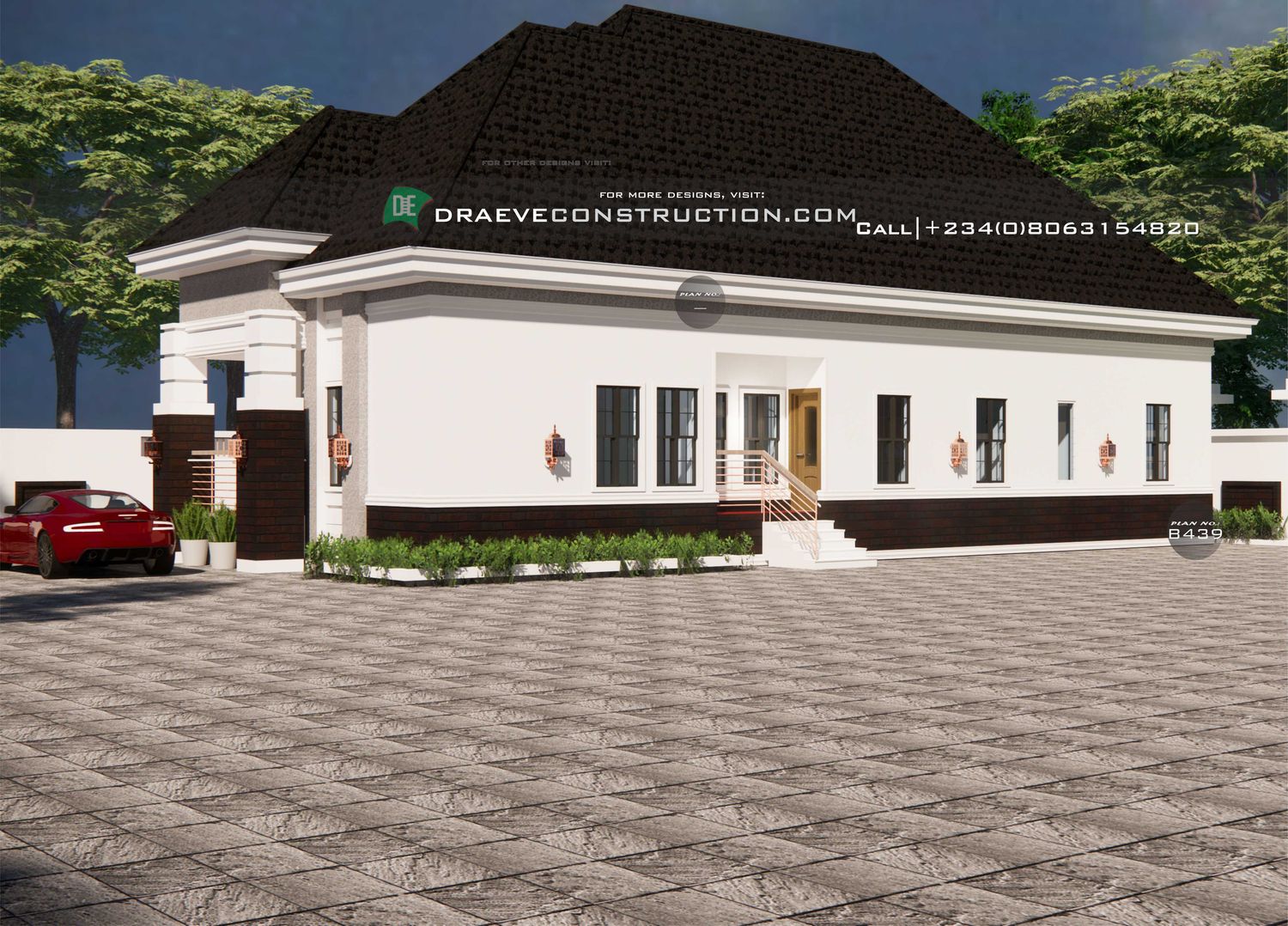 4 Bedroom Bungalow Floorplan Design with Anteroom | Nigerian House Plans