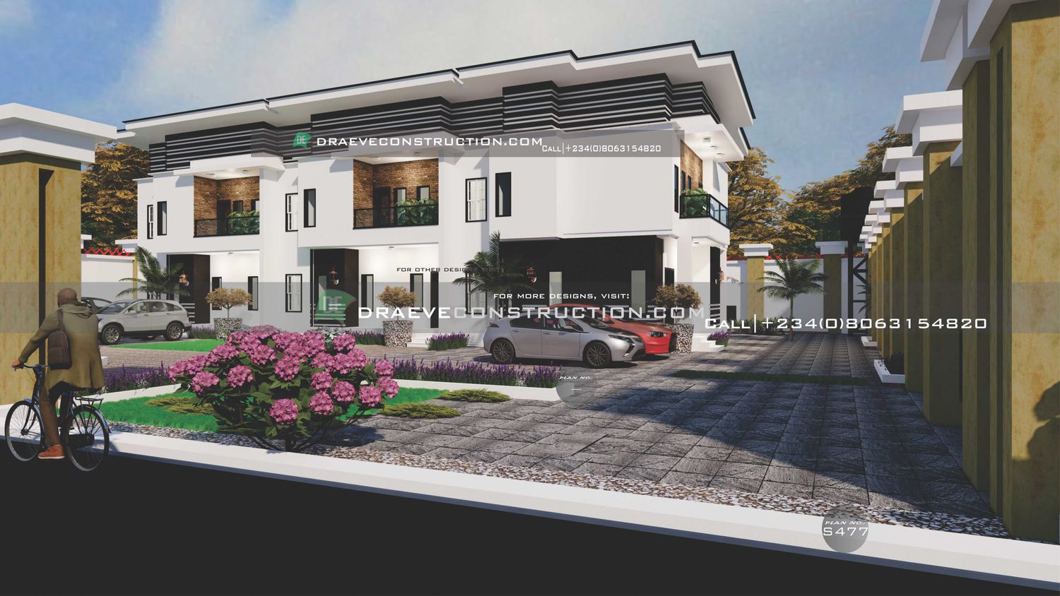 3 Units of 2 Bedroom Duplex Apartments Design | Nigerian House Plans