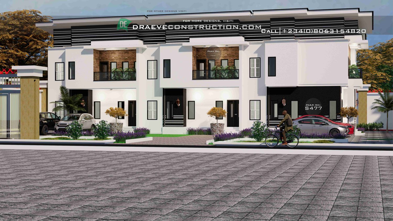 3 Units of 2 Bedroom Duplex Apartments Design | Nigerian House Plans