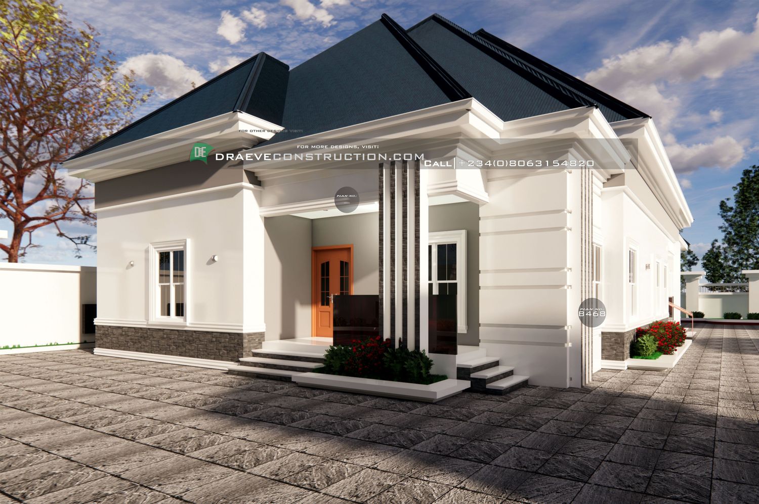 4 Bedroom Bungalow Floor Plan Design with Anteroom | Nigerian House Plans