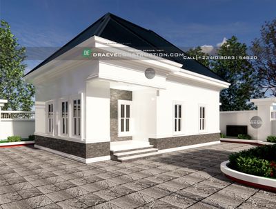 2 Bedroom Bungalow House Floor Plan on less than Half Plot | Nigerian Houses