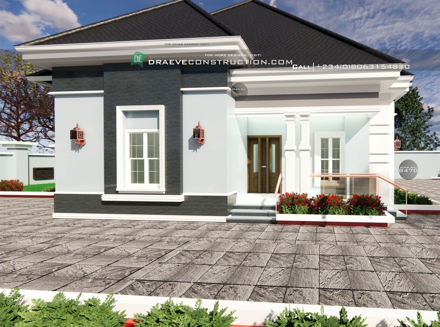4 Bedroom Bungalow Floor Plan Design with Anteroom &amp; Children's Parlour [Area: 236.41 Sqm]