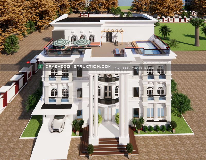 8 Bedroom Duplex Design with Swimming Pool on Pentfloor [Area: 406.67 Sqm]