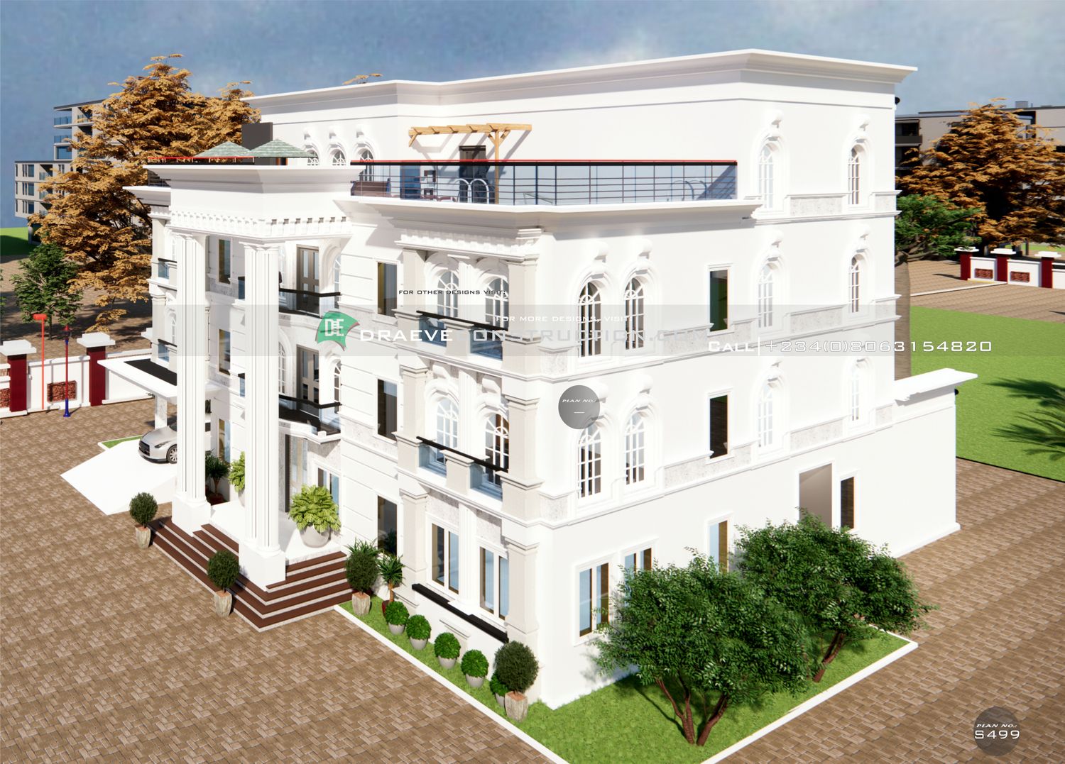 8 Bedroom Duplex Design with Swimming Pool on Pentfloor [Area: 406.67 Sqm]