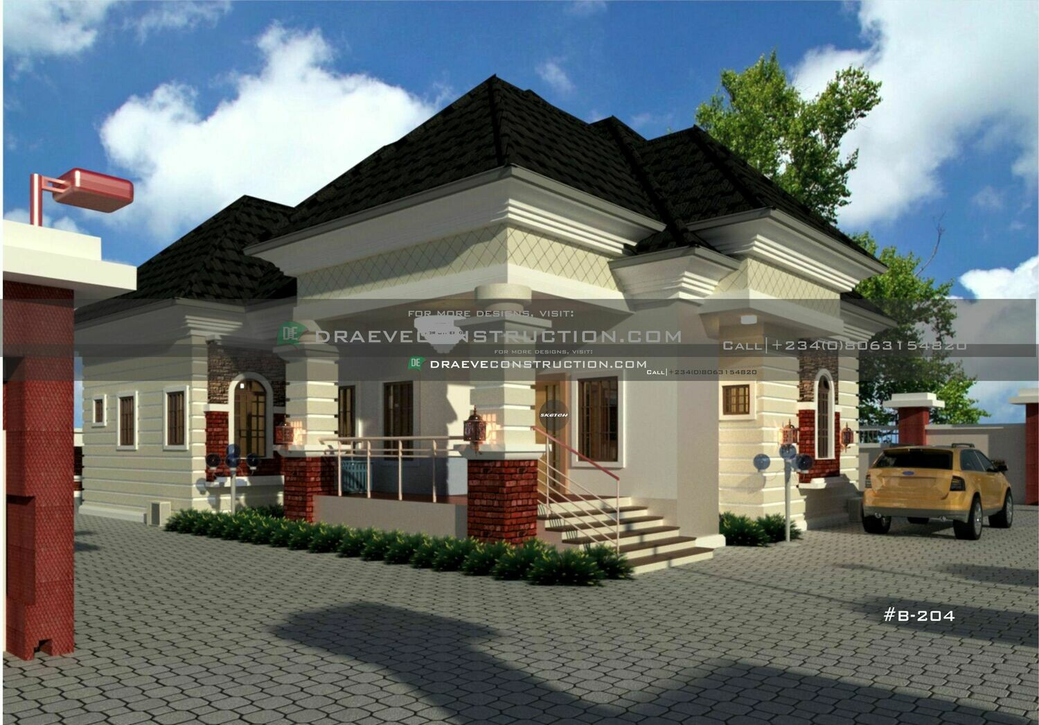 4 Bedroom Bungalow Floorplan with Key Construction Materials Estimate | Nigerian House Plans