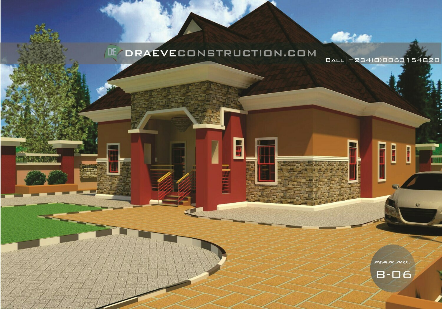 3 Bedroom Bungalow Floor Plan with Key Construction Materials Estimate | Nigerian House Plans