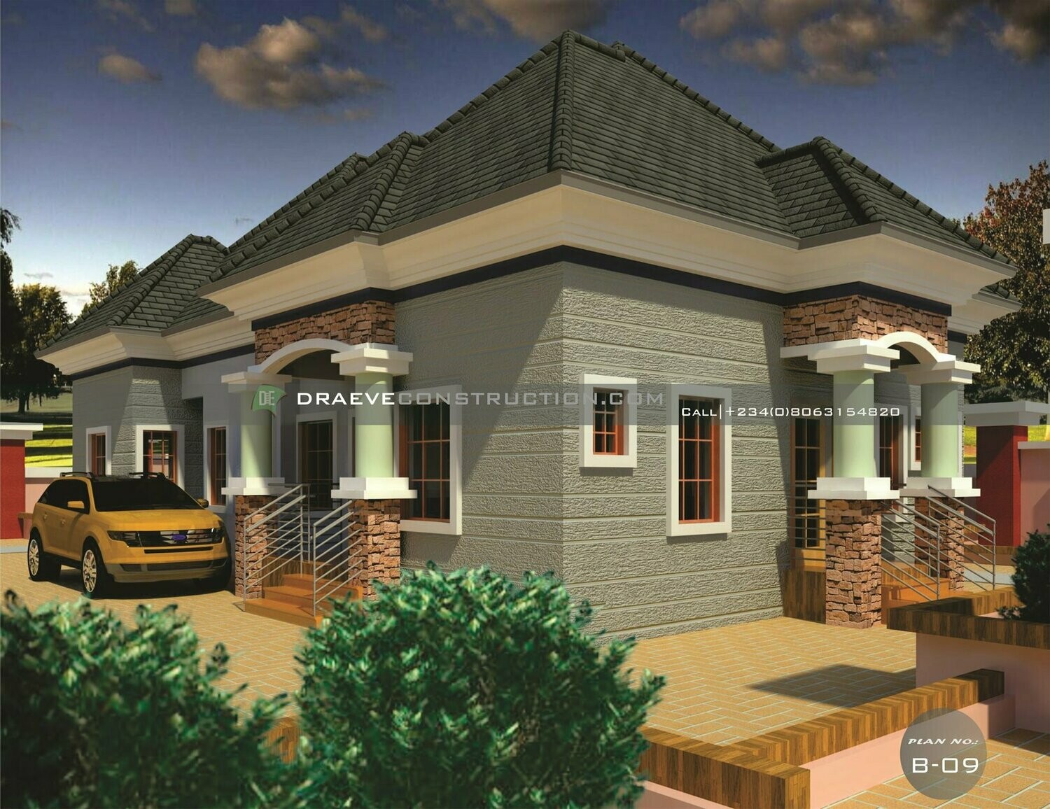 3 Bedroom Flat +Self-contain Floorplan with Key Construction Materials Estimate | Nigerian House Plans