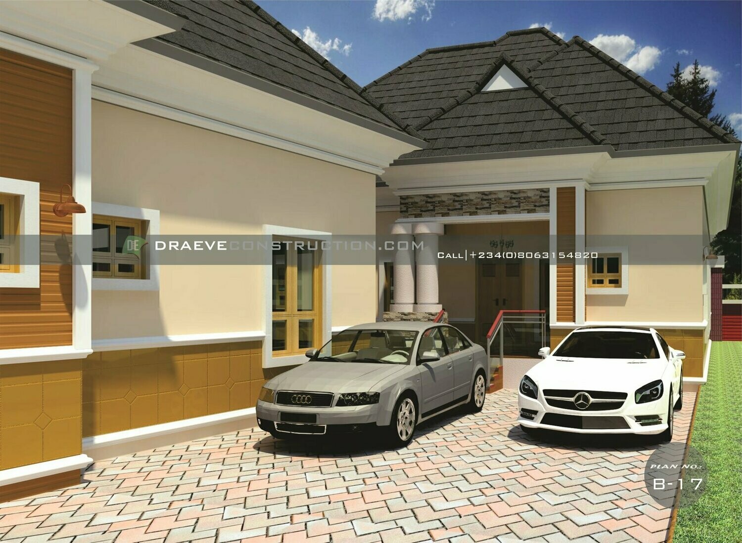 3 Bedroom Bungalow &amp; 2 Bedroom Flat BQ Floorplan with Key Construction Materials Estimate | Nigerian House Plans