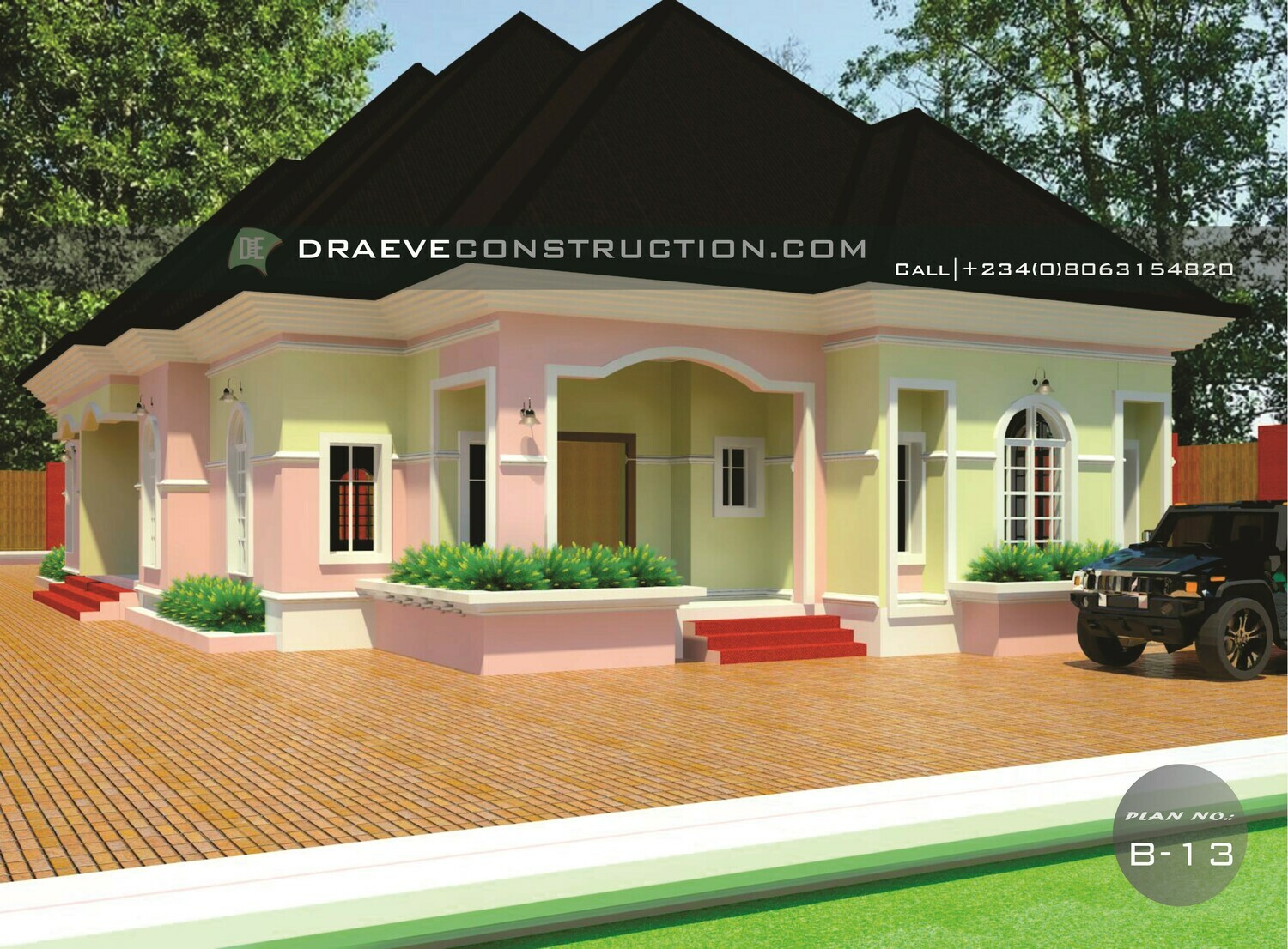 2 Units of 3 Bedroom Flats Floorplan with Key Construction Materials | Nigerian House Plans