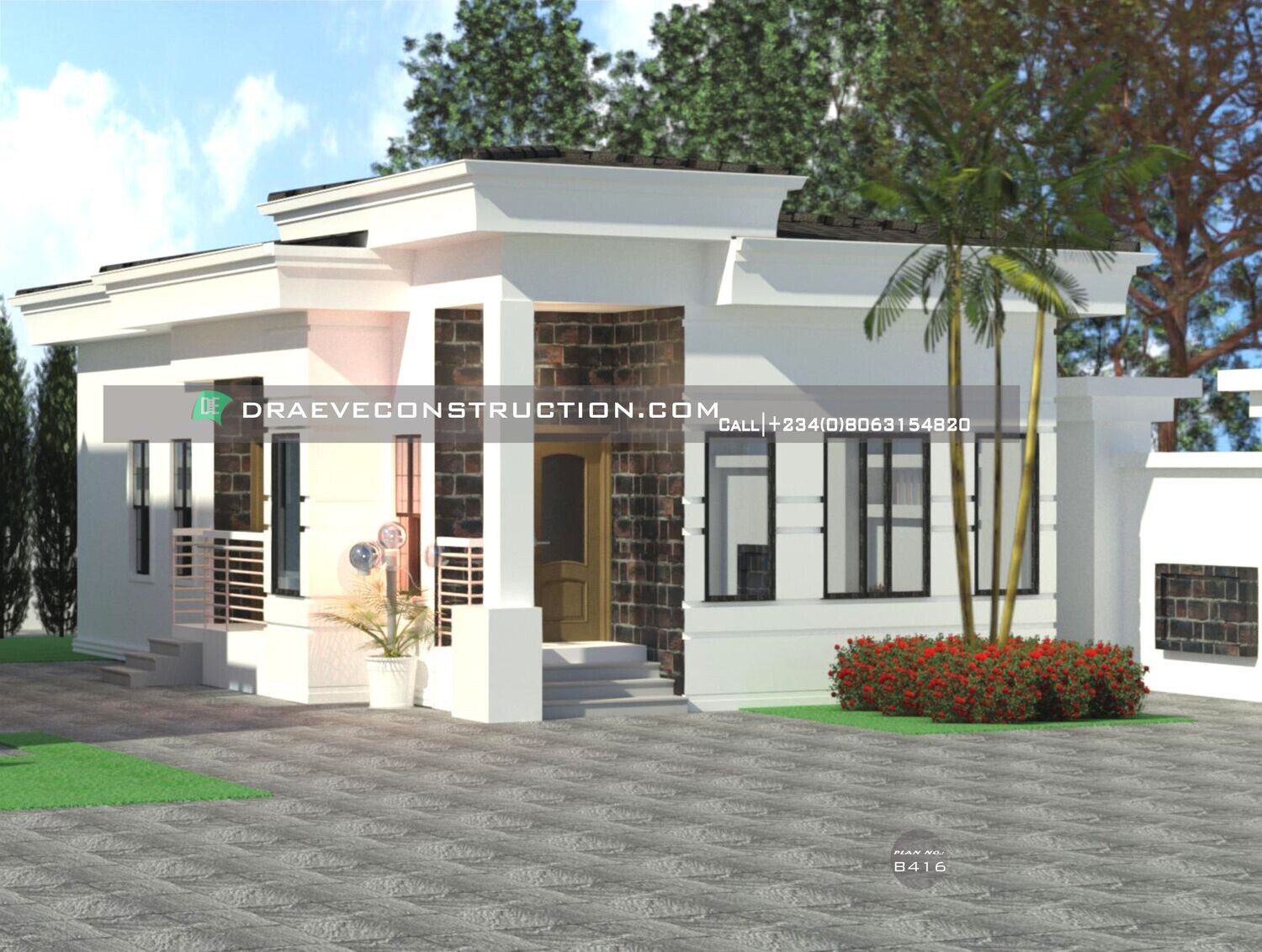 2 Bedroom Bungalow with Flatroof Design Floorplan