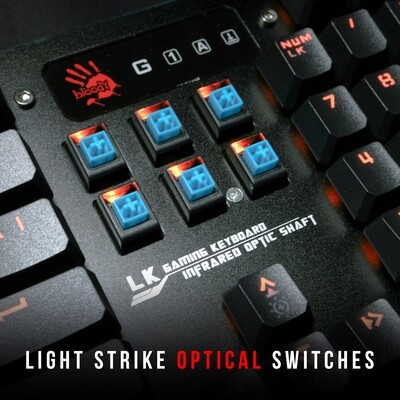 Light Strike LK Optical Gaming Keyboard – Orange LED Backlit – LK Blue Tactile Switch - Black (B840)