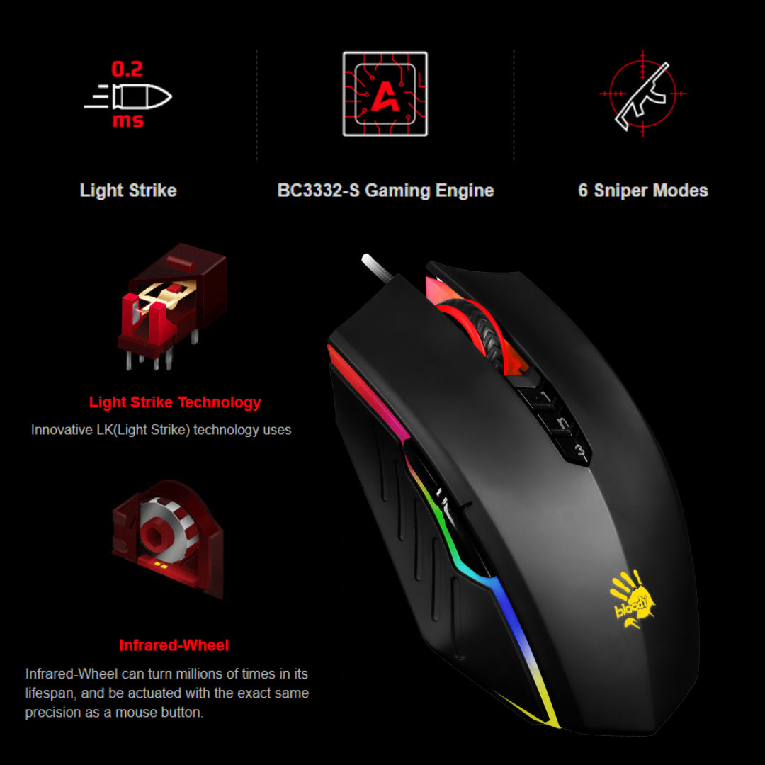 Amazon.com: Bloody A70x Optical Gaming Mouse with Light