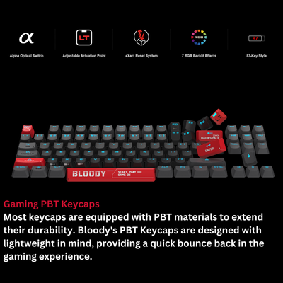 Bloody AT87 Alpha Optical Switch Performance TKL Keyboard