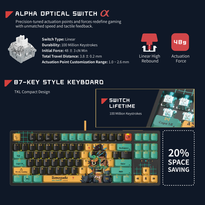 Savage Impact AT87 Alpha Optical Switch Performance TKL Keyboard - Renegade