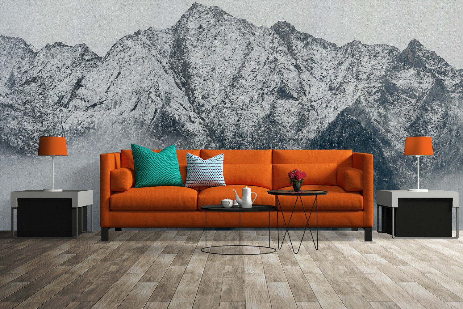 GREYSCALE MOUNTAINSCAPE | Vinyl Wall Mural for Any Room | Removable Vinyl Wallpaper GREYSCALE MOUNTAINSCAPE | Vinyl Wall Mural for Any Room | Removable Vinyl Wallpaper